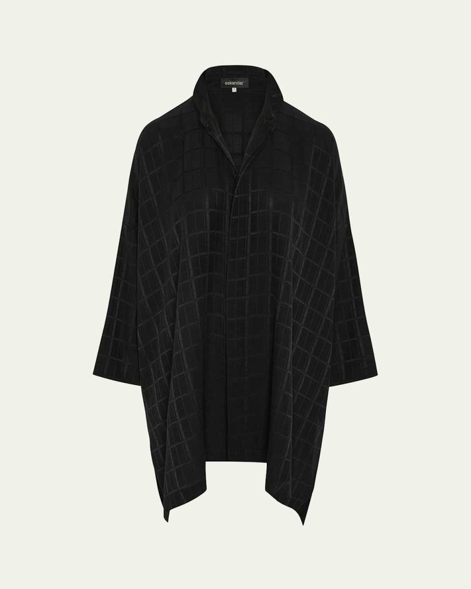 Wide Longer-Back Double Stand-Collar Shirt With Slits (Very Long Length)